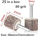 FEIHU 25 Pcs 20X25x6mm Flap Wheels Set 80 Grit for 6mm Shanks Aluminum Oxide view 2