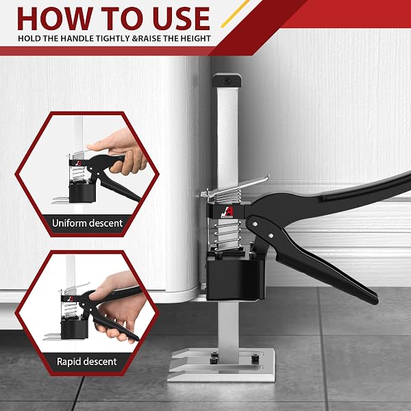 JANNIRESS LABOR SAVING ARM JACK HANDLE 2 PACK,12 IN CONSTRUCTION,MULTIFUNCTIONAL FURNITURE JACK FOR INSTALLING CABINETS AND WALL TILE HEIGHT ADJUSTER HANDHELD LIFTER TOOL, LOAD 440LBS