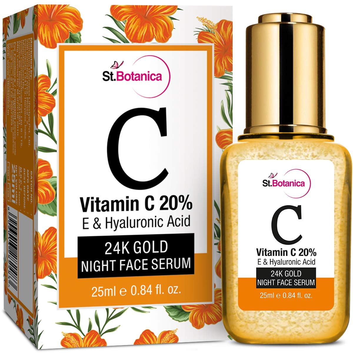 ST.BOTANICA Vitamin C, E & Hyaluronic Acid 24k Gold Night Face Serum