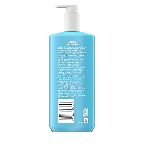 NEUTROGENA HYDRO BOOST BODY MOISTURIZING GEL CREAM WITH HYALURONIC ACID, NON-GREASY & FAST ABSORBING, LIGHTWEIGHT HYDRATING BODY LOTION FOR NORMAL TO DRY SKIN, FRAGRANCE-FREE, 16 OZ