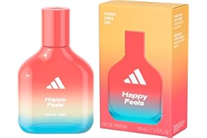 adidas Vibes Happy Feels Eau de Parfum 1.6 fl oz (Pack of 1), Notes of Floral, Grapefruit, and Vanilla, Unisex Fragrance, Long Lasting, Sporty Fragrance, Travel Size