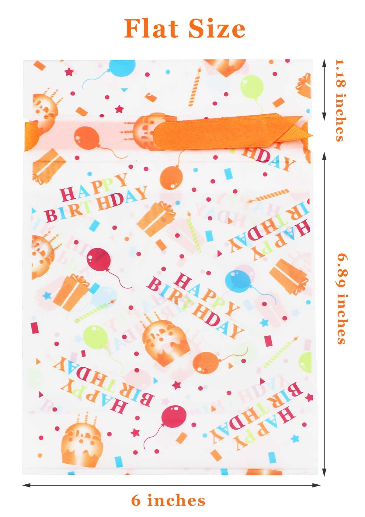 Zealax 15pcs Happy Birthday Theme Party Favors Treat Bags Gift Wrapping Drawstring Plastic Goodies Package Bags Baby Shower Decorations Ideas, 6 inches x 9 inches