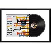 Americanflat 25x16.5 Record Album Frame with Shatter-Resistant Glass - Use as 12.5x12.5 Album Cover Frame with Mat - Brooklyn Portrait Collection - Engineered Wood Frames for Wall - Black