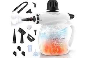 LABIGO Steam Cleaner, Pressurized Handheld 13pcs Multi-Purpose Natural Deep Cleaning Steamer, Portable Steamer for Cleaning Home, Grout, Kitchen, Car, Window, Upholstery, Bathroom and Clothes, White