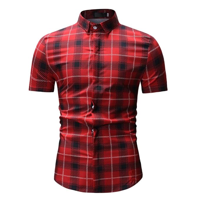 ZEELIY Herren Mode Hemd Kurzarm Langarm Baumwolle Kariert Sommer Freizeit Men´s Shirt Tops(Mehrere Farben)