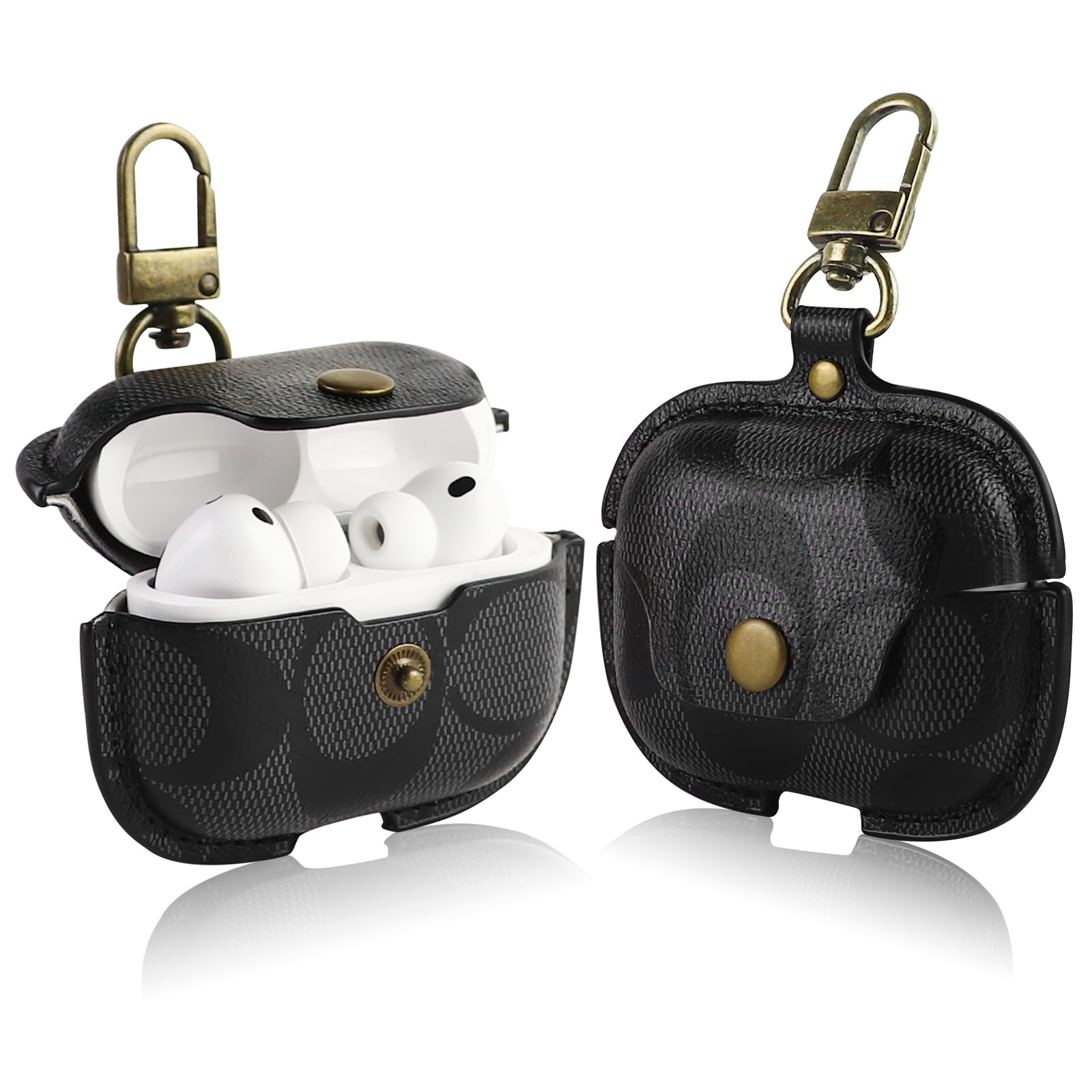 for AirPods Pro 3 Case, Leather Cute Full Body Shockproof Protective Cover for AirPods Pro 3nd Generation Case for Women Men, Drop Protection (B)