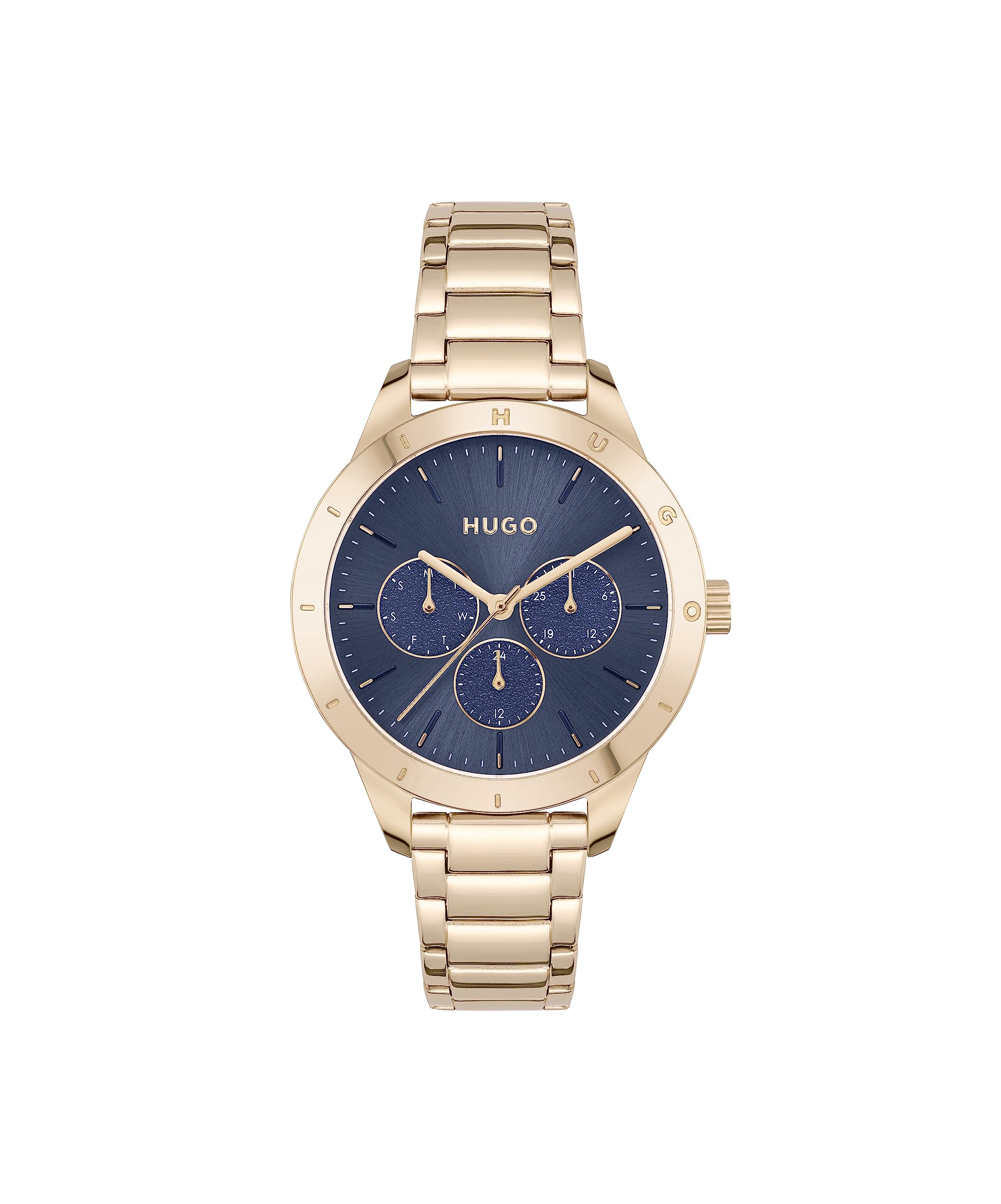 HUGO Analogue Multifunction Quartz Watch for Women #Friend Collection with Carnation Gold Colored Stainless Steel Bracelet - 1540092