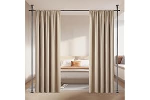 Room Divider Rod, Curtain Rod No Drilling Partition Room Dividers Tension Rod, 4-10ft (H) 48-72inch(W) Floor to Ceiling Room 