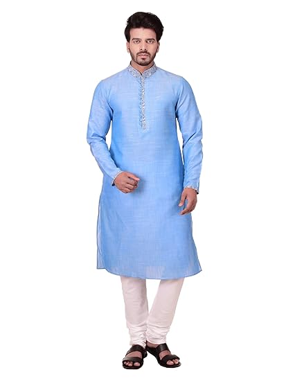 Men's Blended Kurta & Churidar Set (S952552)