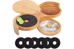 Margarita Salt Rimmer Bamboo, 3 Tier Bar Glass Rimmer Tray with Lid and Sponge, Wooden Rotating Cocktail Salt Rimmers for Blo