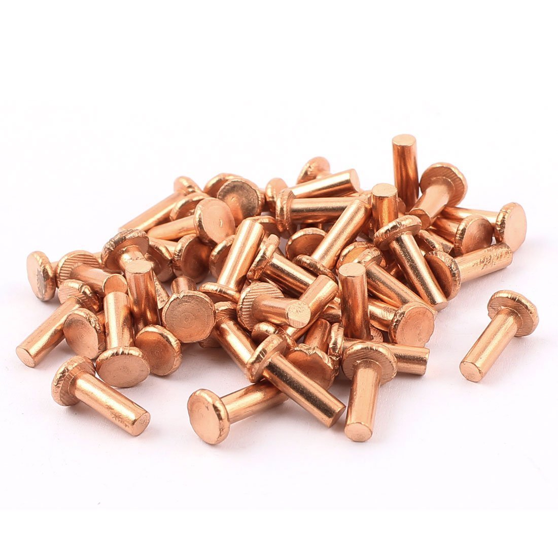 Sourcingmap 50 Pcs 5/32" x 15/32" Flat Head Copper Solid Rivets Fasteners