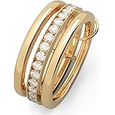 IHOKIT Stackable Rings for Women, 18k Gold Rings for Women Non tarnish, Silver Gold Multi Ring Mixed Metals Stack Rings Set,Jewelry Gift for Women