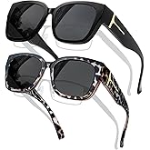 KANASTAL Over Glasses Sunglasses Polarized Fit Over Sun Glasses Oversized Design Fashion Wrap Around Shades 2 Pack