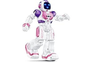 Ruko 6088 Dancing Robot for Girls with APP Control, Remote Control, Gesture Sensing Control, Interactive LED Faces, QA Games Rechargeable Programmable Robot Toys for 3 4 5 6 Years Kids, Pink Purple