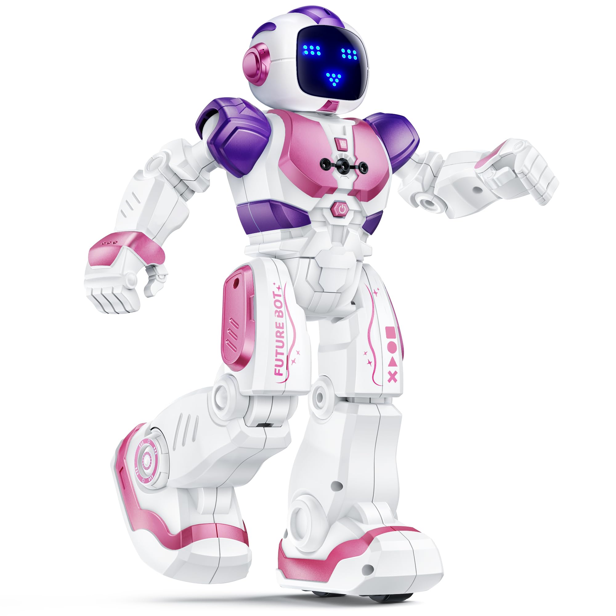 Photo 1 of Ruko 6088 Dancing Robot for Girls with APP Control, Remote Control, Gesture Sensing Control, Interactive LED Emoji, QA Games Rechargeable Programmable Robot Toys for 3 4 5 6 Years Kids, Pink Purple
