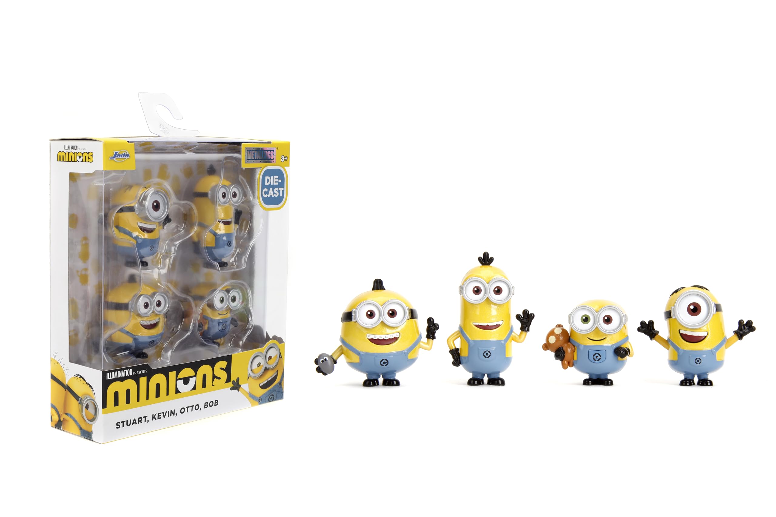 Photo 1 of Jada Despicable Me Minions Metalfigs 4-Pack - Stuart, Kevin, Otto, Bob - Collectible 2.5" Metal Figures, Wave 1