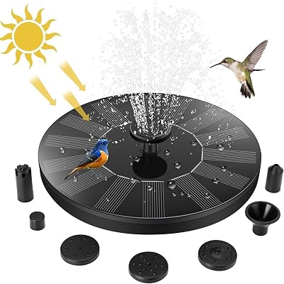 Jsdoin Solar Fountain Pump 7 Nozzles 1.5W for Garden Pond Bird Bath