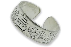 HANDS OF TIBET LLC Handmade Tibetan Silver Adjustable Ring from Nepal (Eight Auspicious Symbol, Adjustable)