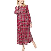 PajamaGram Long Flannel Nightgown - Women Nightgown, Plaid