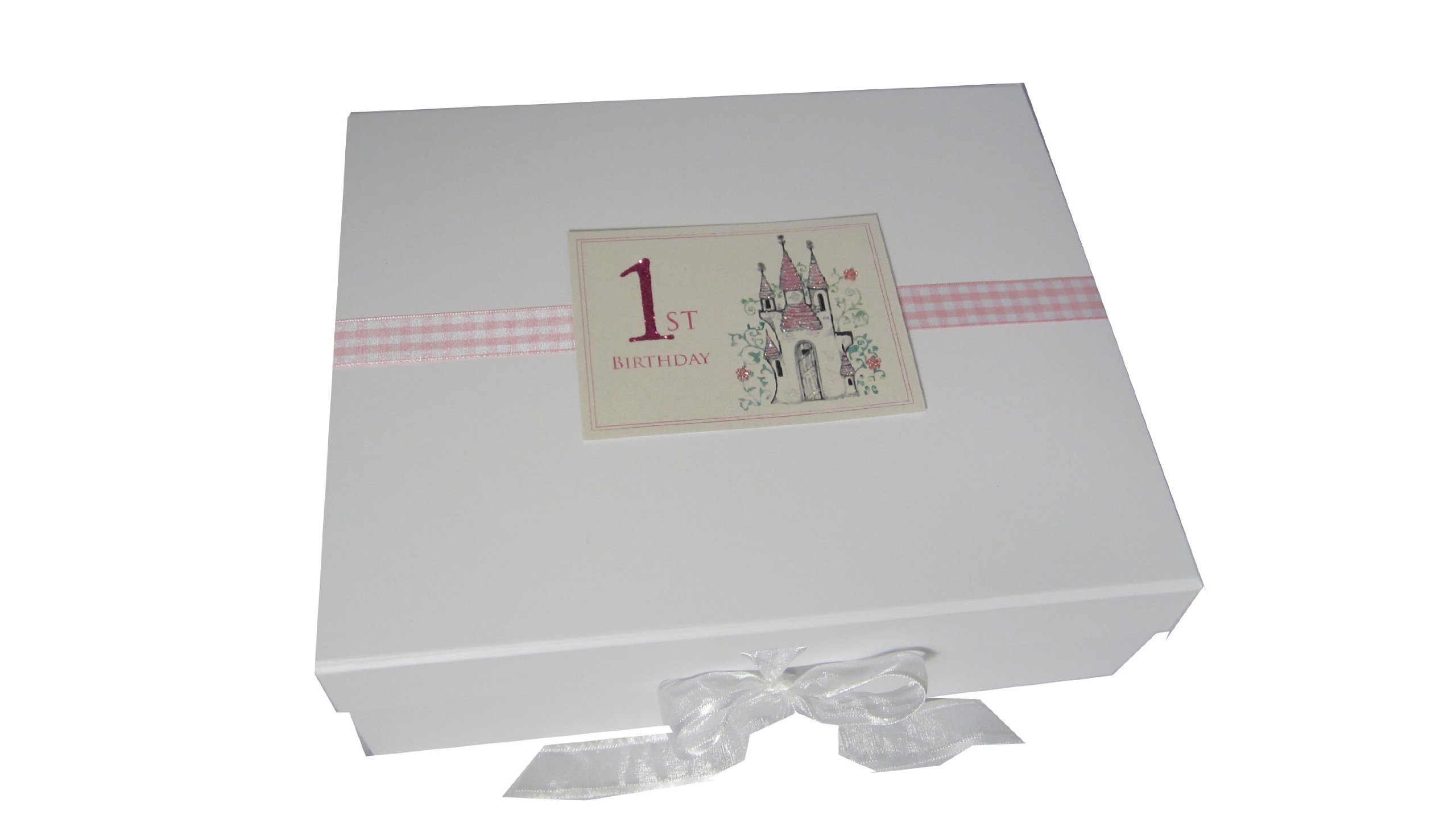White Cotton Cards Princess Castle Age 1 Large Keepsake Box (Pink)