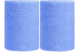 BBOLIVE 4' Inch Wrist Sweatband in 32 Different Neon Colors - Athletic Cotton Terry Cloth - Great for All Outdoor Activity(1 Pair)