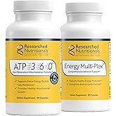Researched Nutritionals Mens & Womens Vitamins - Optimized Energy Duo - Adrenal Support & Mitochondrial Supplements to Promote Optimal Cellular Energy - ATP 360 & Multi-Plex