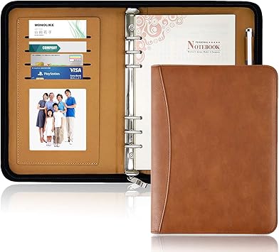 Amazon 新品3日セール システム手帳 A5サイズ 6穴 リング内径21mm ビジネス手帳 カバー バインダー Puレザー メンズ レディース通用 ブラウン システム手帳 文房具 オフィス用品