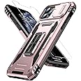 Goodon for iPhone 11 Pro Max Case with Sliding Camera Cover + Screen Protector - Metal Magnetic Kickstand - Military-Grade Shockproof Matte Protective Phone Cover 6.5" for Men Women Girls - Rose Gold