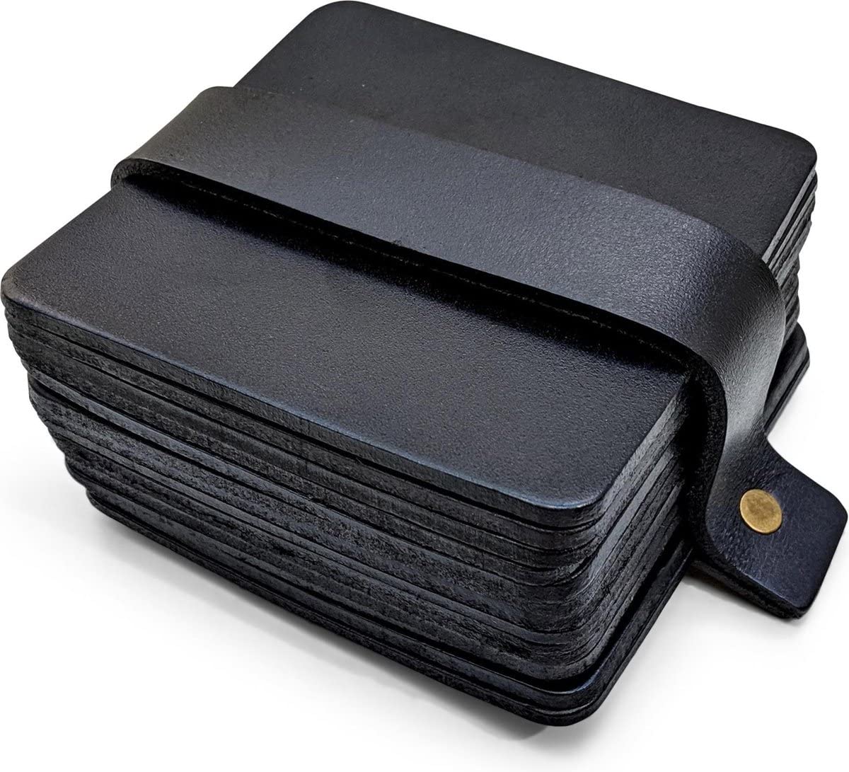 Brute Strength - Full grain leather coasters - Black - Square - 14 pcs - Square coaster for glass - Coasters for drinks - includes holder