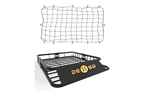 DEXSO 51" x 36" Universal Roof Rack Basket with Cargo Net, 200 Lbs Capacity Rooftop Cargo Carrier Basket, Heavy Duty Luggage Holder Rack for SUVs, Trucks, Vehicles