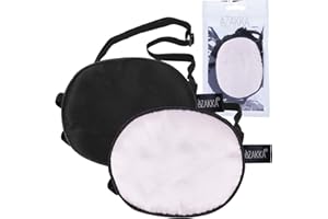 eZAKKA Eye Patches for Adults Kids Left Right Eye, 2PCS Silk Eye Patch for Lazy Eye After Surgery Amblyopia, Black and Pink