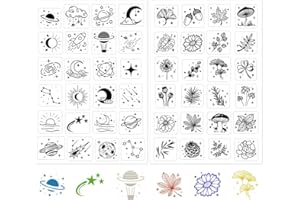 CRASPIRE 2 Style Moon Sun Star Clear Rubber Stamps Leaves Flowers Vintage Reusable Transparent Silicone Stamp Seals for Journaling Card Making Scrapbooking Photo Album Decorative DIY Christmas Gift