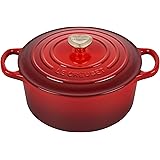 Le Creuset Cerise with SS Figural Heart Knob Enameled Cast Iron Signature Round Dutch Oven, 3.5 qt