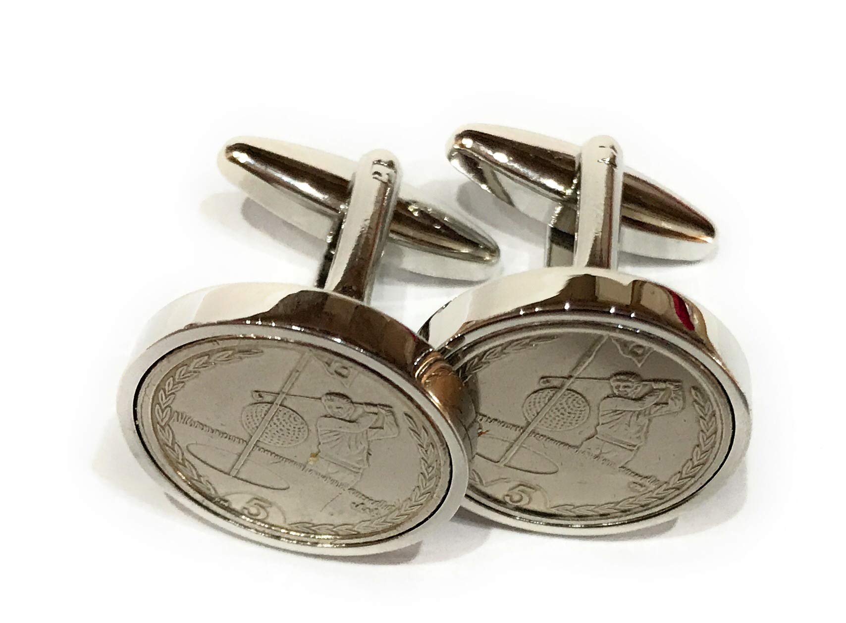 Premium Golfing Cufflinks for the keen golfer made from real coins - Novelty cufflinks for the golf player, Individual Sports hole in one golf ball