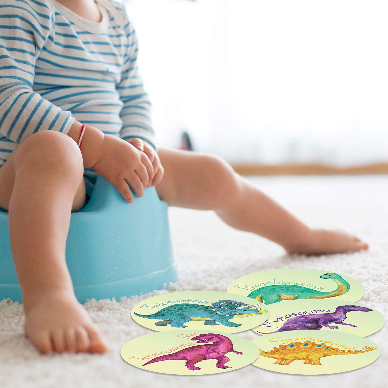 Zonon 10 Pcs Dinosaur Potty Training Stickers Dinosaur Toilet Target Sticker You Pee on Reusable Potty Toilet Targets Color Changing Pee Target for Kid Training Use