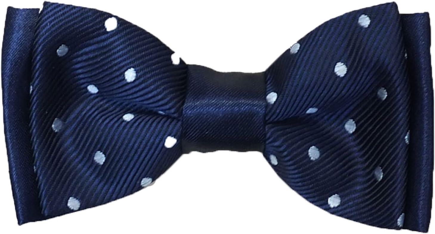 BOYS DARK NAVY STRAPPED POLKA DOT SPOTTY BOW TIE