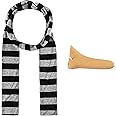 2 Pcs Adults Costume Accessories Set, Black Gray Striped Scarf Fake Nose Cosplay Classic Characters Gru Halloween Party Set
