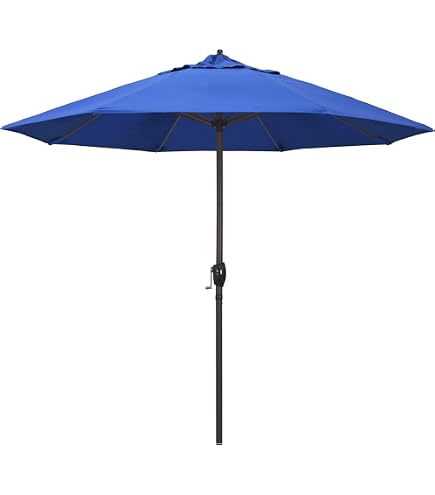 California Umbrella 9' Rd Sunbrella Aluminum Patio Umbrella, Crank Lift, Auto Tilt, Bronze Pole, Pacific Blue : Patio, Lawn & Garden