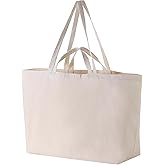 27 Inch Extra Large Canvas Shopping Bags Jumbo Heavy Duty Reusable Grocery Bags Bulk Blank Tote Bags with Double Handle