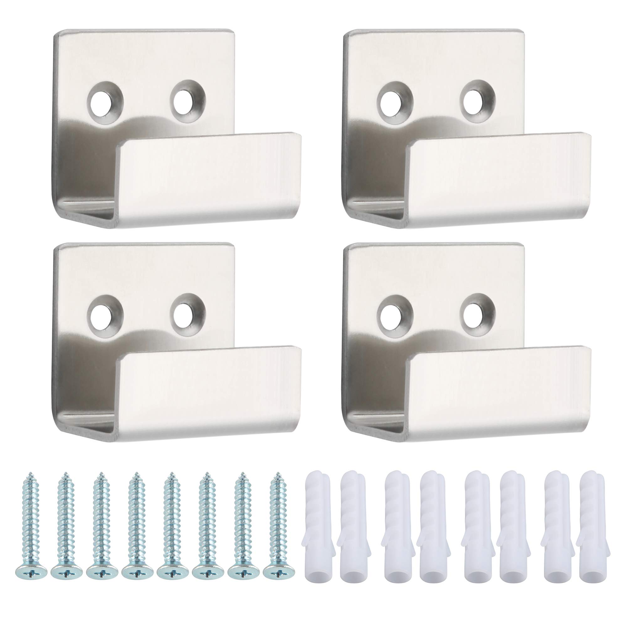 Sayayo Stainless Steel Picture Rail Hooks Picture Hanging Mirror Clips Mirror Fixings Hanging Kits Heavy Duty Ceramic Tile Display Bracket, Brushed Nickel Finish, 4 PCS (20MM Inside Width)