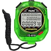 PULIVIA Stopwatch Timer Multi Splits/Laps Digital Stop-Watch for Sports | 10 Splits/Laps Stopwatch with Countdown Alarm Clock Date, Memory Recall 3-Rows Display, Ideal for Coaches Referee PE-teacher