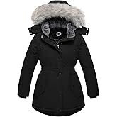 FARVALUE Girls' Long Winter Coats Warm Parka Lined Puffer Jacket Thicken Fleece Hooded Coat with Fur Collar for Girls