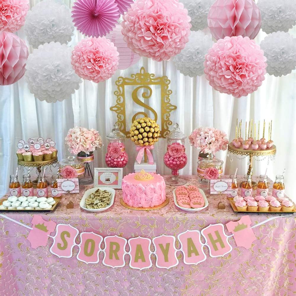 16pcs Pink Party Decorations Paper Pom Poms Honeycomb Balls Lanterns Tissue Fans for Birthday Wedding Baby Shower Graduation Valentine Party Supplies: Arts, Crafts & Sewing