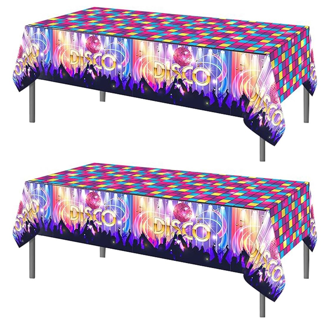 TOKYMOON 2 Pack of Disposable Retro Disco Ballroom Themed 54x87In Tablecloths Party Wedding Picnic Banquet Table Cover for Disco Baby Shower Party Supplies — image 1