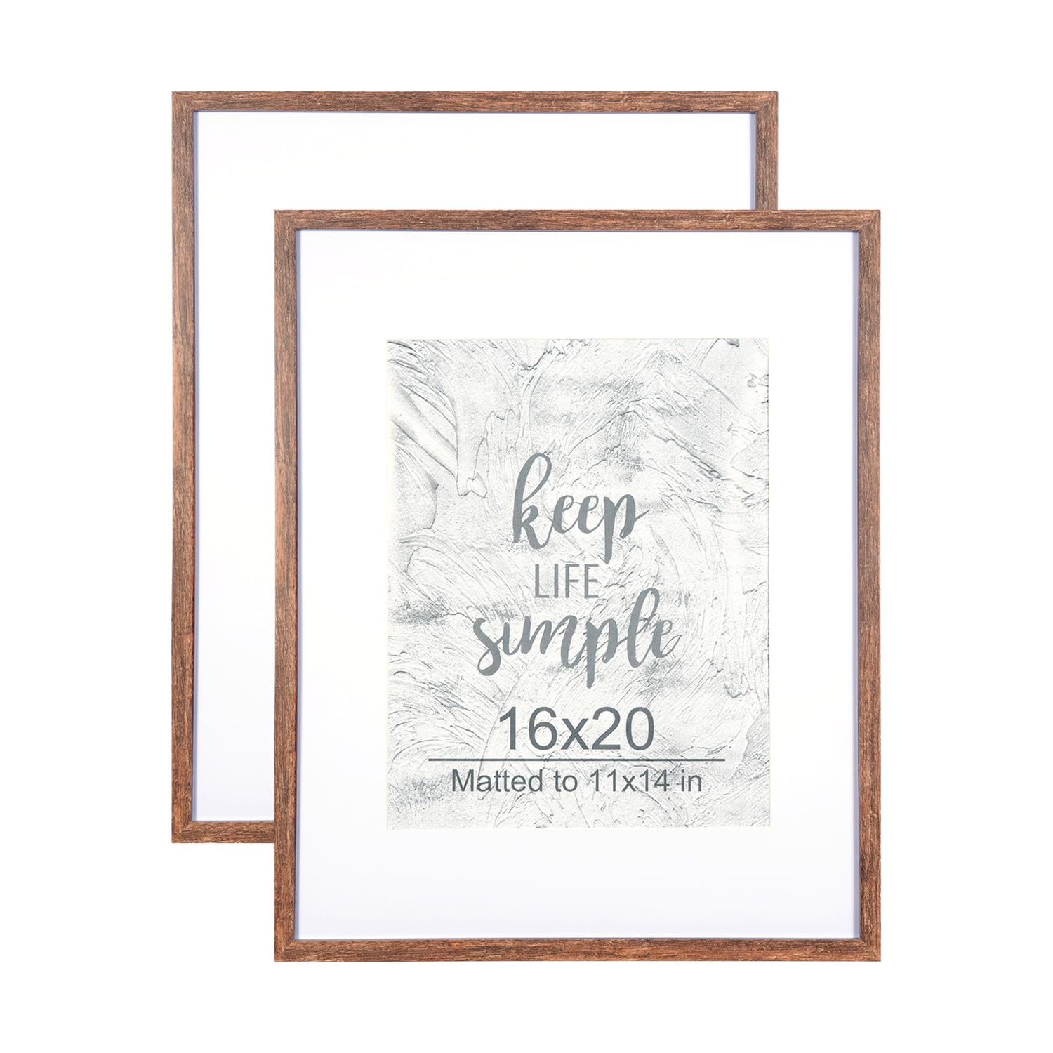 kennethan 16x20 Picture Frame Rottern Brown Set of 2, Wooden Poster Frame for Wall Mounting Display for Home, Office,Gallery,Holiday with Photos, Posters, Puzzles Image