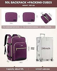 LOVEVOOK Carry on Backpack, 50L Travel Backpack