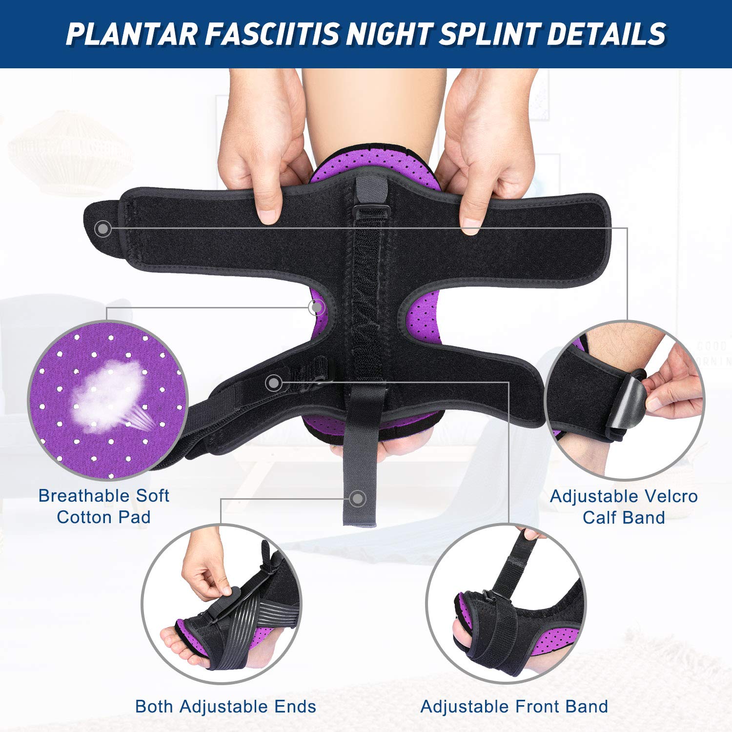 2020 New Upgraded Purple Night Splint for Plantar Fascitis, AiBast Adjustable Ankle Brace Foot Drop Orthotic Brace for Plantar Fasciitis, Arch Foot Pain, Achilles Tendonitis Support for Women, Men: Industrial & Scientific