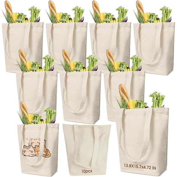 OKBA Lot de 10 sacs fourre-tout en toile vierge pour sublimation - Beige - 26 x 32 cm OKBA Lot de 10 sacs fourre-tout en toile vierge pour sublimation - Beige - 26 x 32 cm