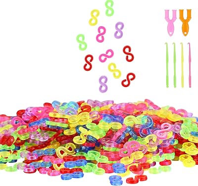MAOQYE S Clips for Loom Bands 600 Multicoloured Plastic Craft Kit