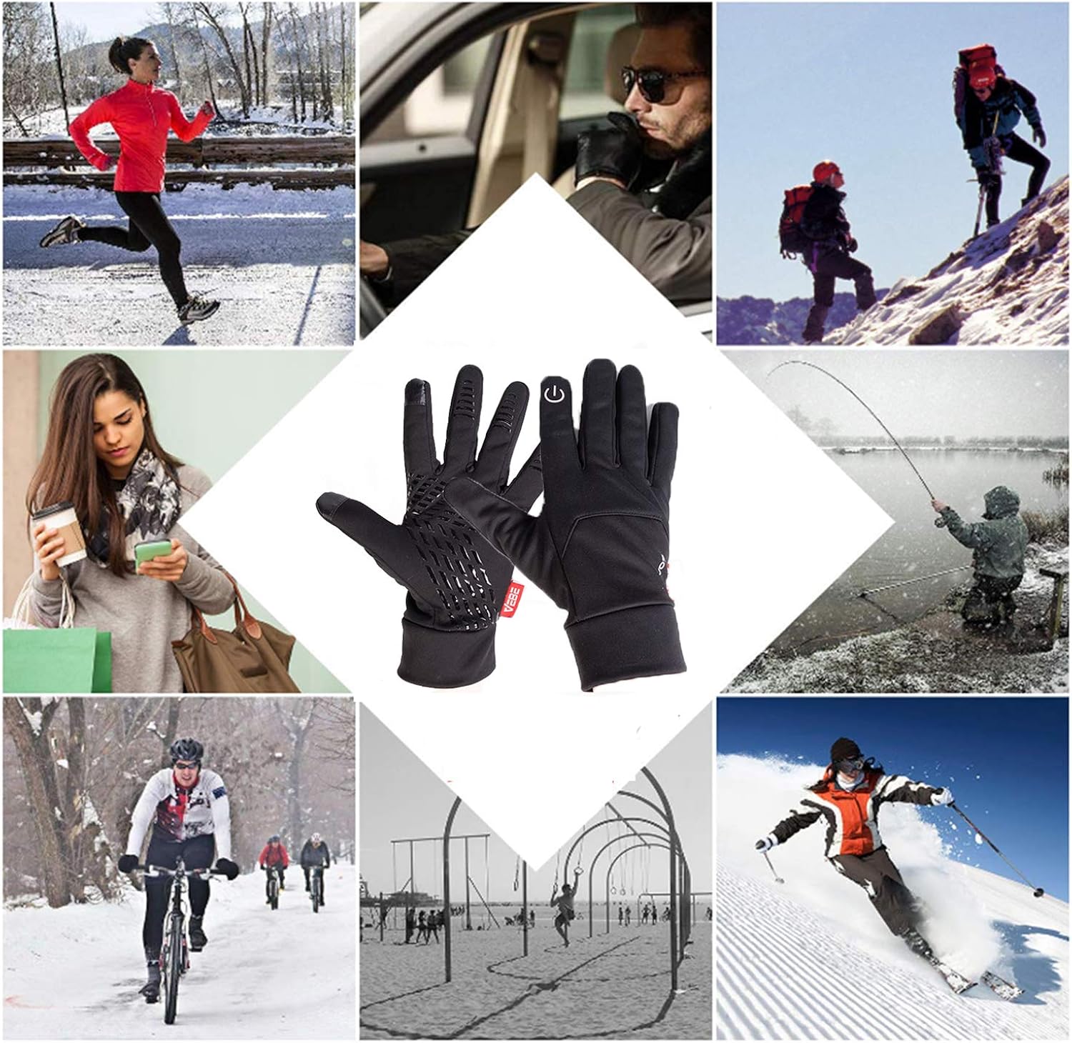 VEBE Lightweight Winter Gloves Touch Screen Cold Weather Running Gloves Waterproof & Windproof Driving Biking Cycling Workout Gloves for Men & Women : Clothing